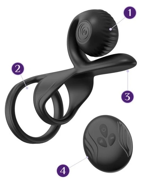 SVibe Snail Jovi penisring til par med snegleformet top, dobbelte silikoneringe og trådløs fjernbetjening