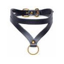 Bondage Baddie Collar With O-ring - Black/Gold