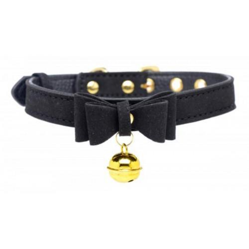 Golden Kitty Collar With Cat Bell - Black/Gold