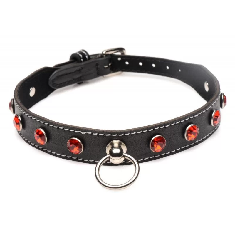 Diamond Choker with O-Ring - Black/Red Diamond Choker with O-Ring - Black/Red