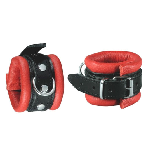 Leather Handcuffs Red - 5 cm