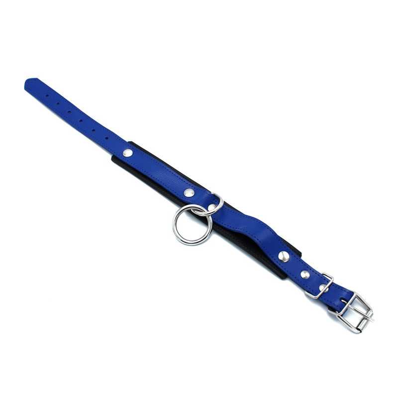 Black og Blue Leather Collar big O-Ring