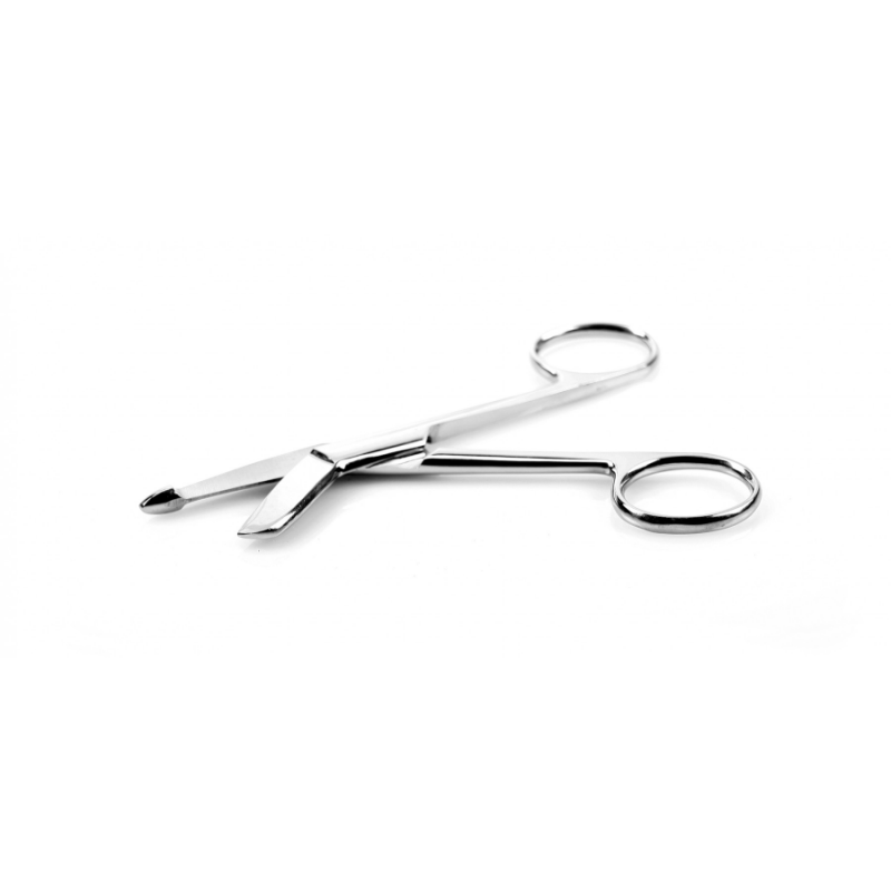 Blank saks med vinklet blad og rund spids, liggende på hvid bund
