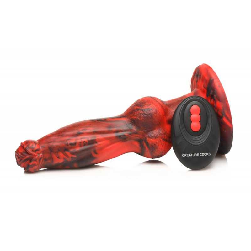 XR Brands – Hel-Wolf Thrusting og Vibrating Dildo – Red og Black