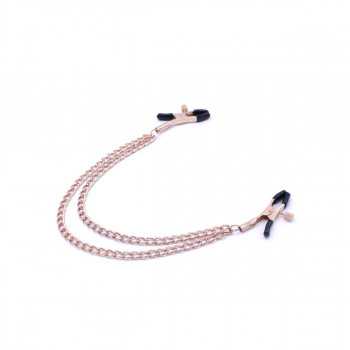 Nipple Clamps Rose Gold Double Chains Kiotos - 1