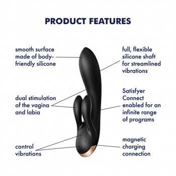SATISFYER - DOUBLE FLEX - RABBIT VIBRATOR - BLACK Satisfyer - 4