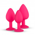 Pink Silicone Butt Plug Sæt med Diamant Easy Toys - 3 Pink Silicone Butt Plug Sæt med Diamant Easy Toys - 1