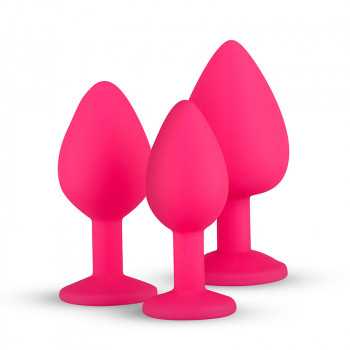 Pink Silicone Butt Plug Sæt med Diamant Easy Toys - 3