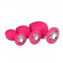 Pink Silicone Butt Plug Sæt med Diamant Easy Toys - 1 Pink Silicone Butt Plug Sæt med Diamant Easy Toys - 1
