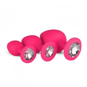 Pink Silicone Butt Plug Sæt med Diamant Easy Toys - 1