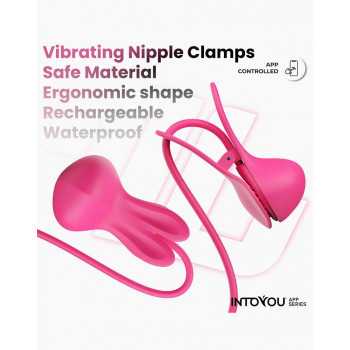 IY - Tickly - Nipple Clamps med Necklace med App Styring fra Sadistenstoolbox