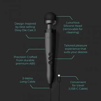 Doxy 3 USB-C Magic Wand Sort fra Sadistenstoolbox