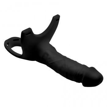 Hollow Strap-on Dildo – Sort Silikone – 15,2 cm fra Sadistenstoolbox