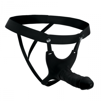 Hollow Strap-on Dildo – Sort Silikone – 15,2 cm fra Sadistenstoolbox