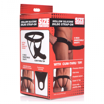 Hollow Strap-on Dildo – Sort Silikone – 15,2 cm fra Sadistenstoolbox