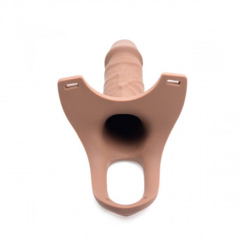 Hollow Strap-on Dildo – Hudfarvet Silikone – 15 cm fra Sadistenstoolbox