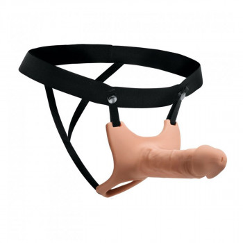 Hollow Strap-on Dildo – Hudfarvet Silikone – 15 cm fra Sadistenstoolbox