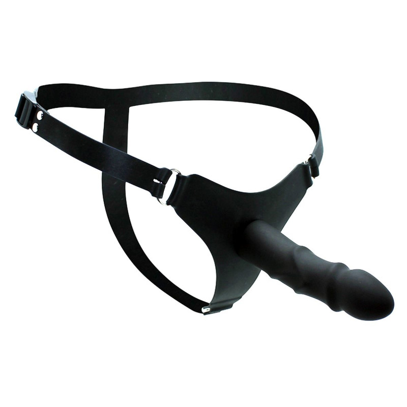 Strap-on Dildo London – Sort Silikone – 14,5 cm fra Sadistenstoolbox