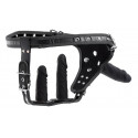 Double Penetration Strap-on Harness – 3 Dildoer – Sort fra Sadistenstoolbox