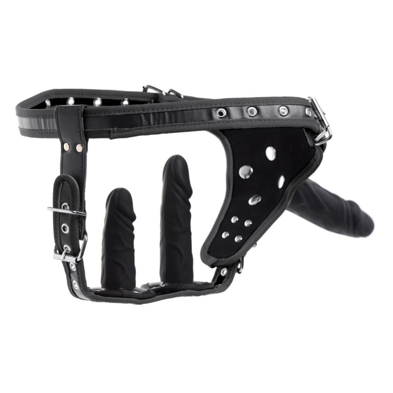 Double Penetration Strap-on Harness 3 Dildoer Sort