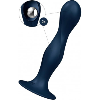 Dildo med Sugefod – Satisfyer Double Ball-R – Mørkeblå fra Sadistenstoolbox