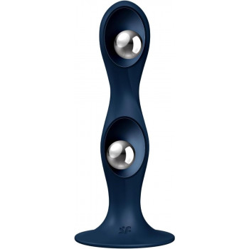 Dildo med Sugefod – Satisfyer Double Ball-R – Mørkeblå fra Sadistenstoolbox