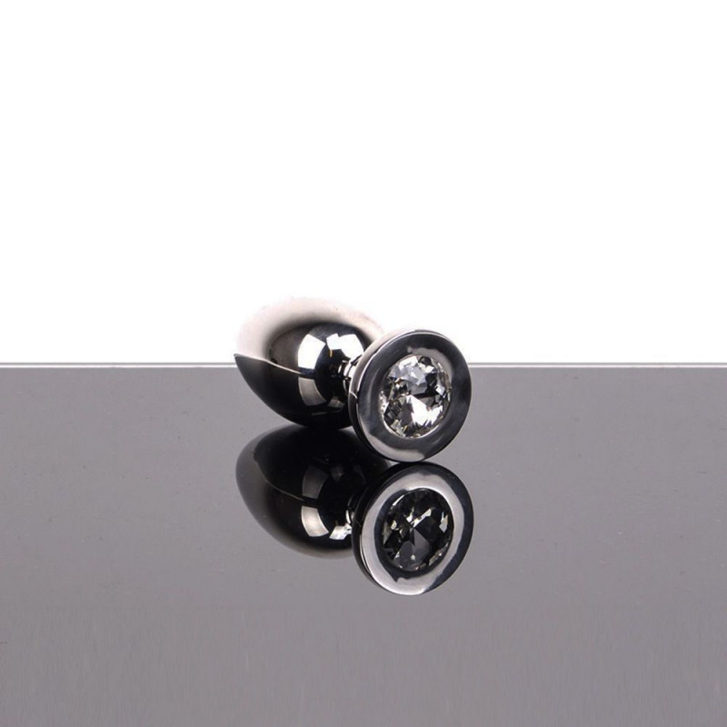 Jeweled Buttplug Hul – Kirurgisk Stål – Klar Sten – Medium fra Sadistenstoolbox
