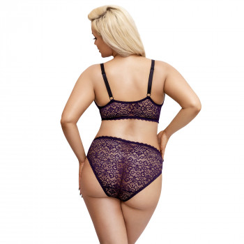Plus Size Blonde Bralette med Brief Trusse i Lilla fra Sadistenstoolbox