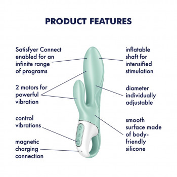 Satisfyer Air Pump Bunny 5+ – Oppustelig rabbitvibrator med app fra Sadistenstoolbox