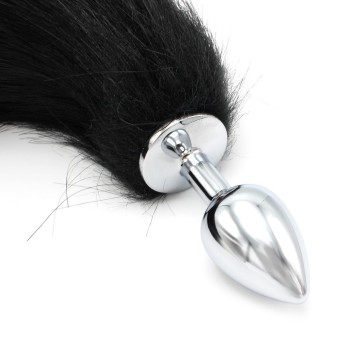 Steel Buttplug S Fox Tail Black fra Sadistenstoolbox